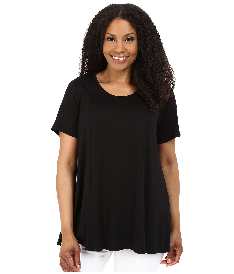 Karen Kane Plus - Plus Size Keyhole-Back Swing Tee (Black) Women