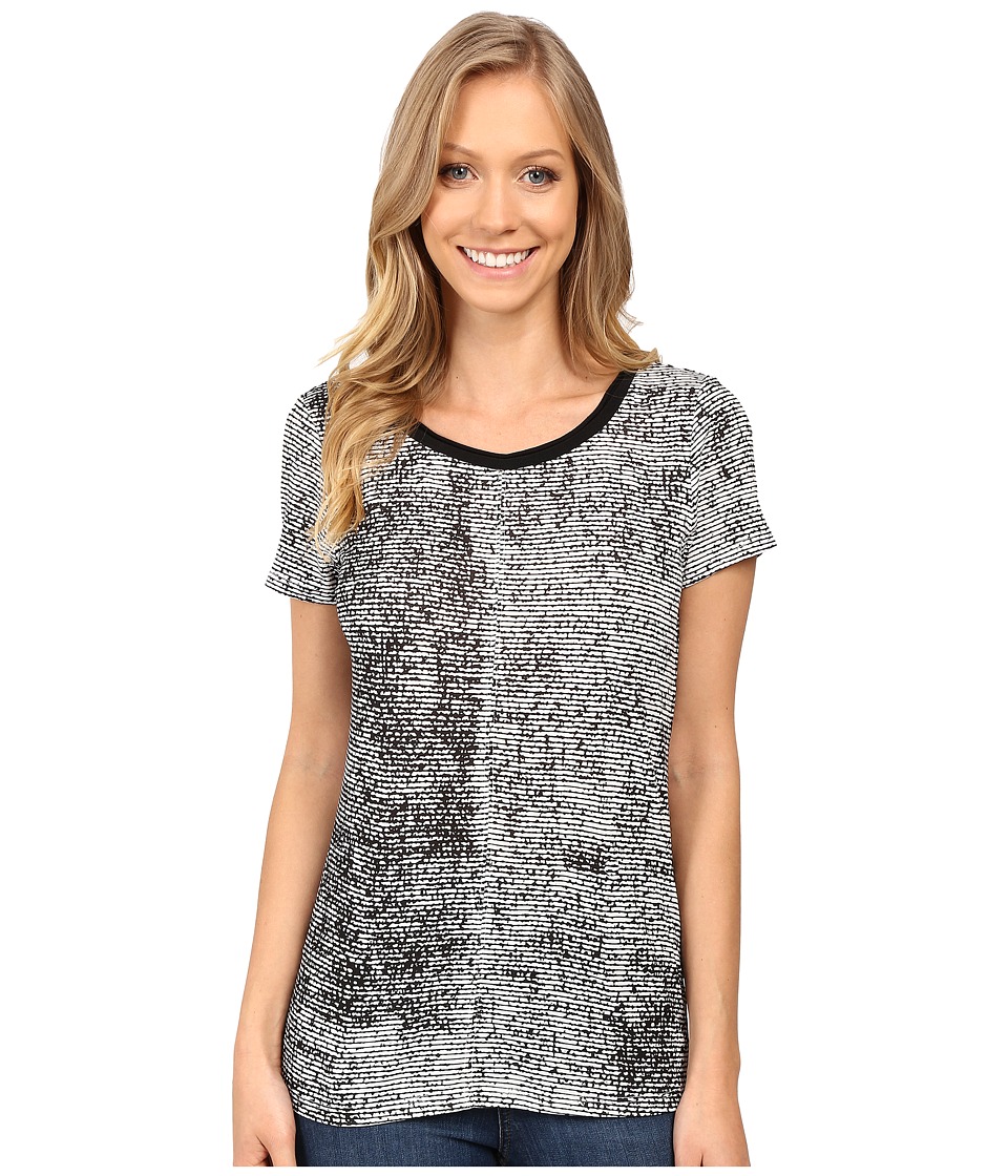 Calvin Klein Jeans - Printed Short Sleeve Mixed Media Slub Tee (Classic White) Women