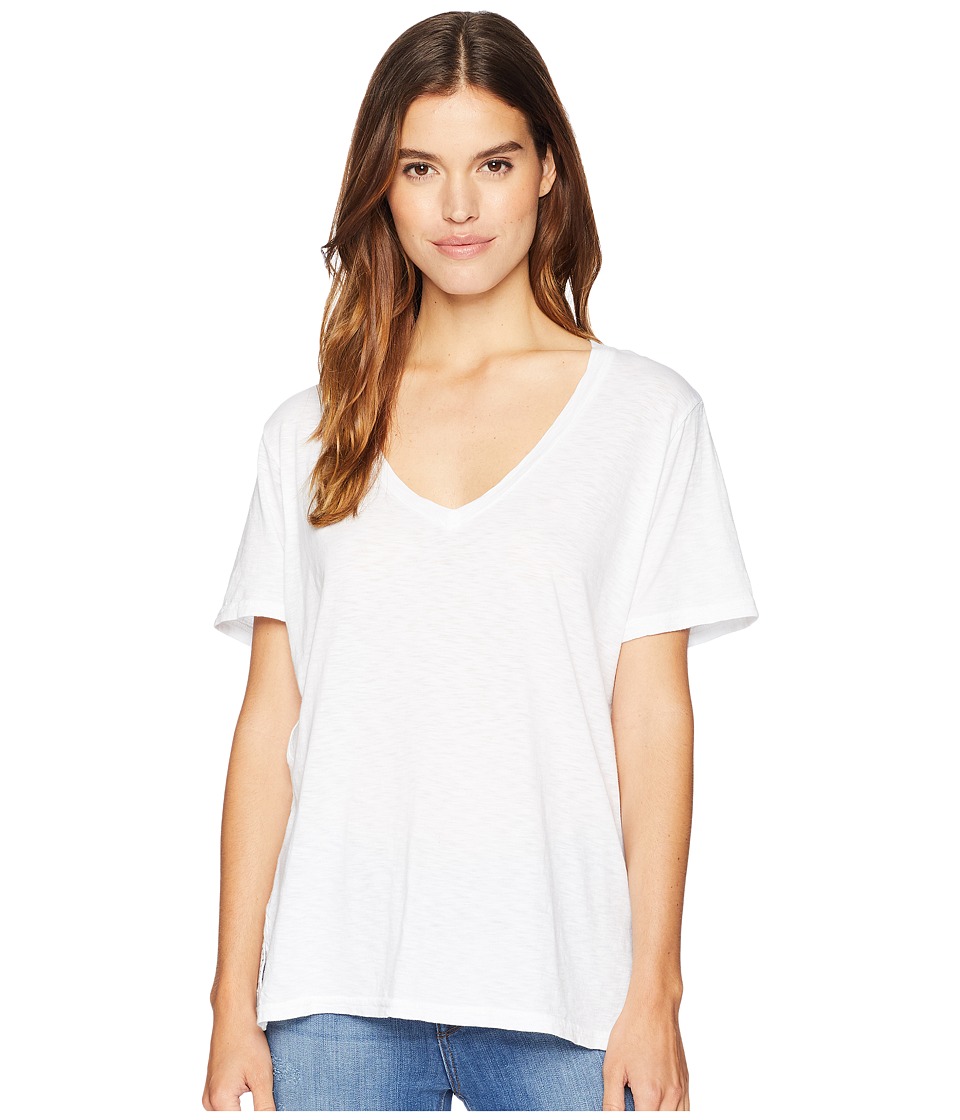 Michael Stars Supima Cotton Slub Short Sleeve V-Neck (White) Women