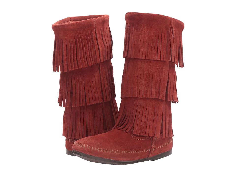 Minnetonka - 3 Layer Fringe Boot (Brandy Suede) Women