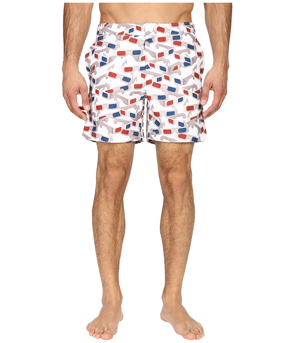 Original Penguin - 3D Glasses Photo Print Volley (Bright White) Men's Swimwear