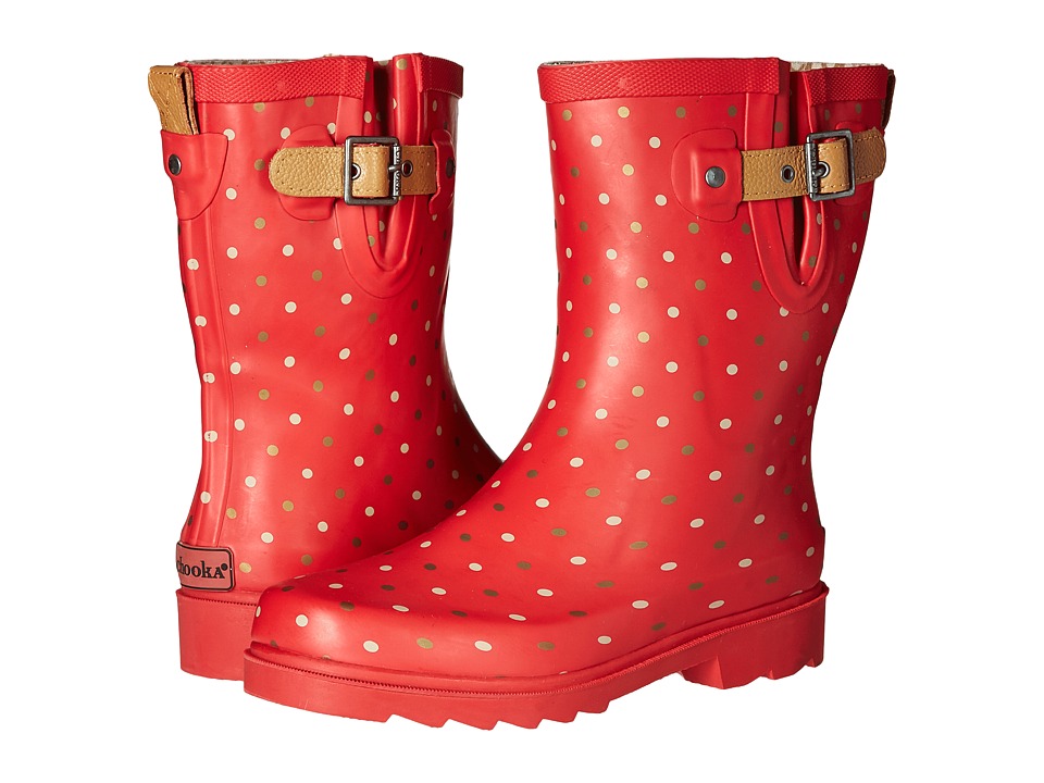 Chooka - Classic Dot Mid Rain Boot (Red) Women