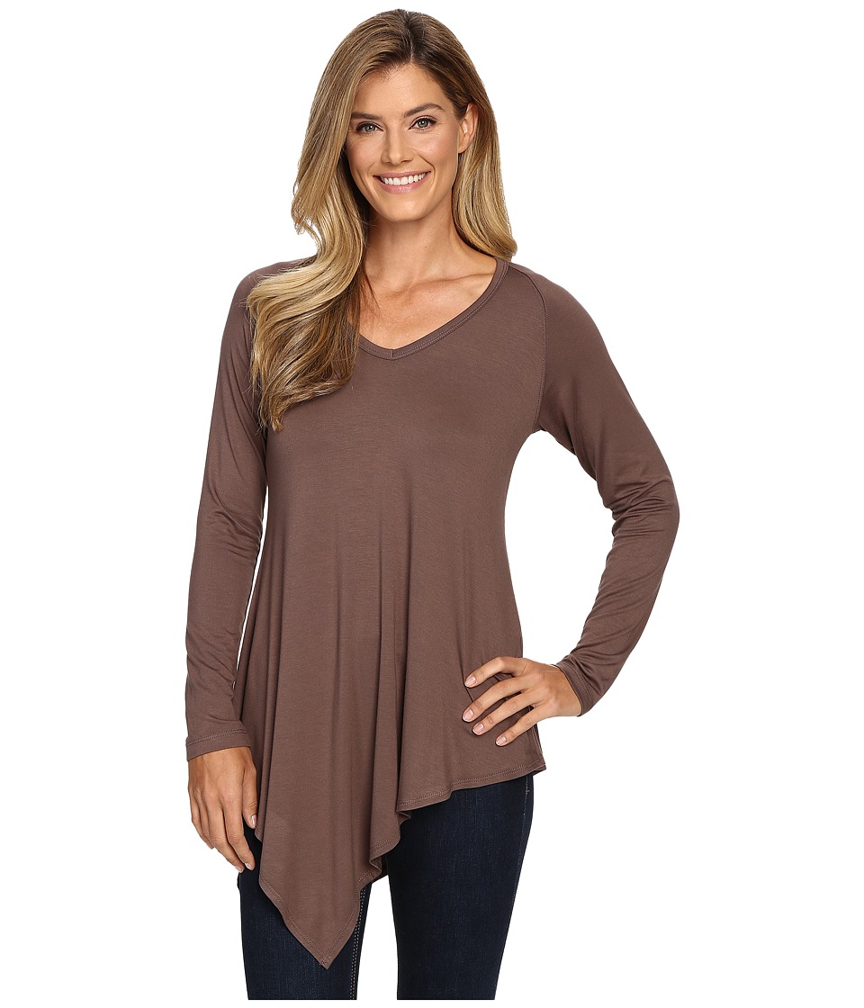 Karen Kane - Asymmetrical V-Neck Tee (Mushroom) Women