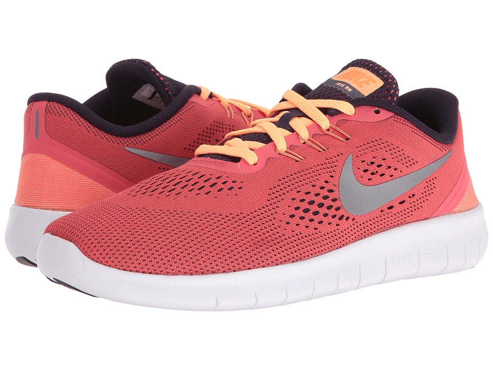 Nike Kids Free RN (Big Kid) (Ember Glow/Purple Dynasty/Peach Cream/Metallic Silver) Girls Shoes