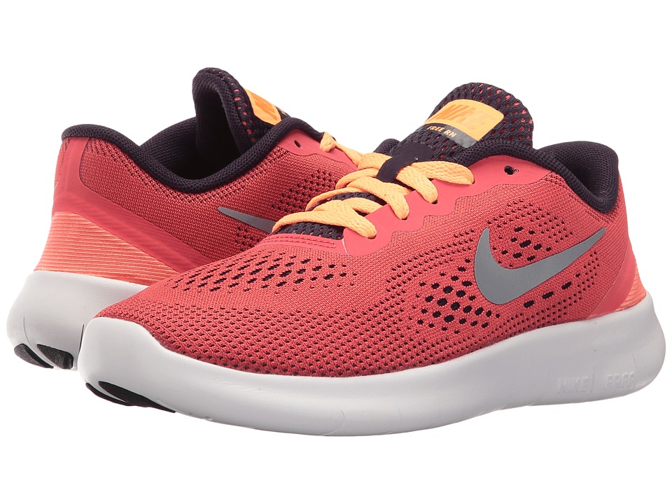 Nike Kids Free RN (Little Kid) (Ember Glow/Purple Dynasty/Peach Cream/Metallic Silver) Girls Shoes