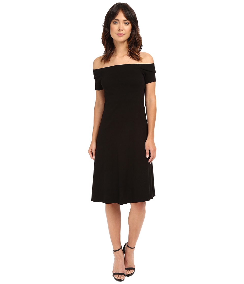Three Dots Kailie Short Sleeve Off Shoulder Dress Black Womens Dress