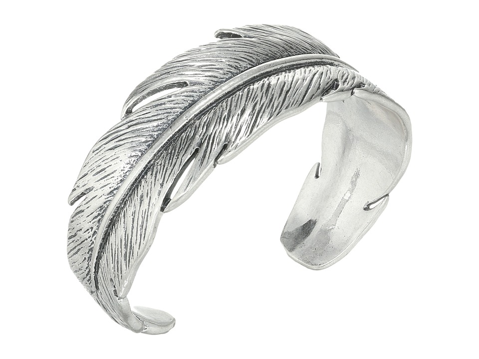 Lucky Brand Casted Feather Cuff Bracelet Medium Grey Bracelet