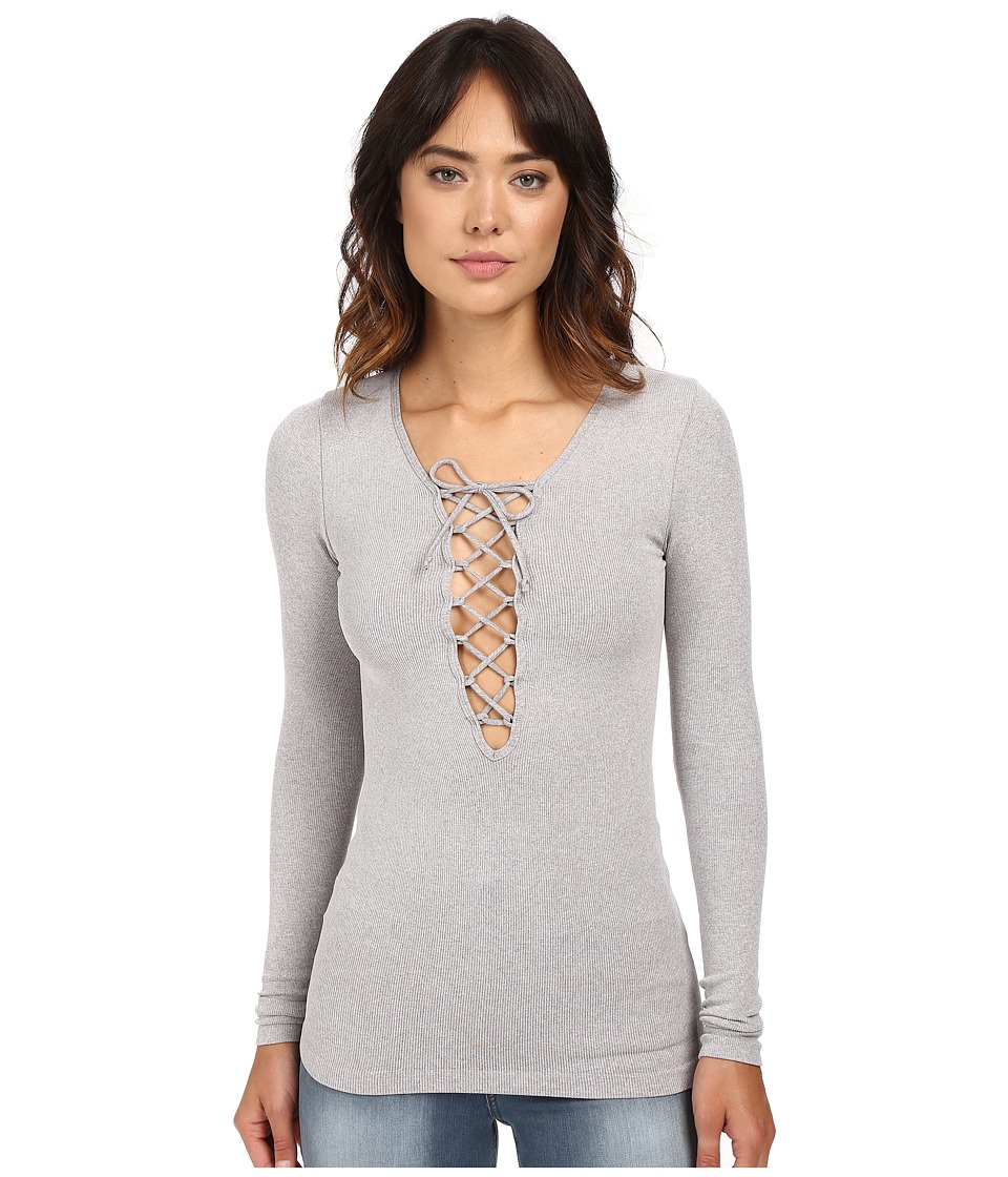 Free People - Lace-Up Layering Tee (Grey) Women