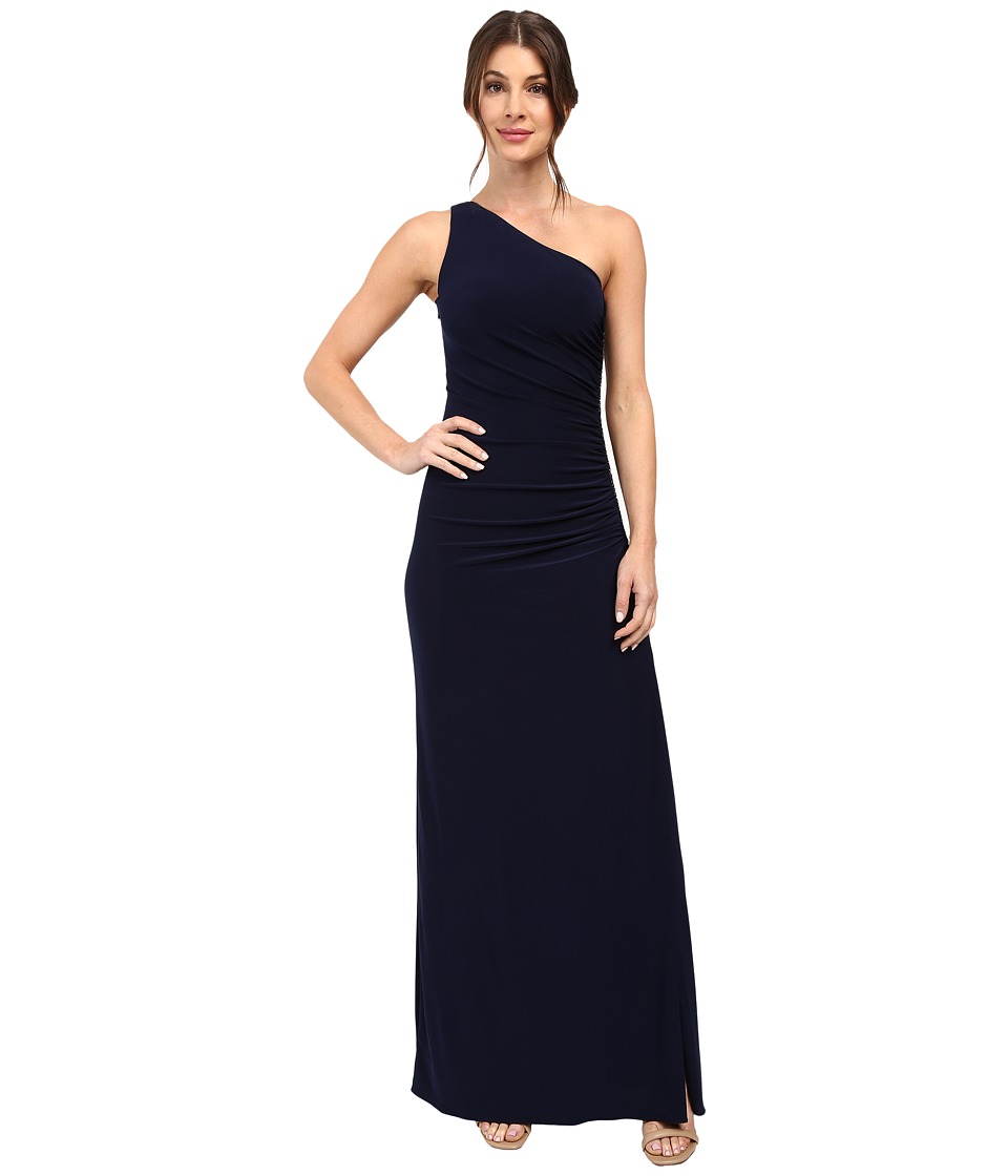 Laundry by Shelli Segal One Shoulder Sleeveless Gown w/ Side Sequins (Ink Blot) Women