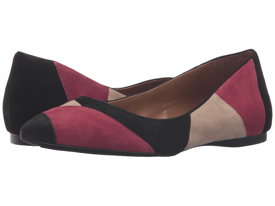French Sole Star (Burgundy/Taupe/Black Suede) Women's Dress Flat Shoes