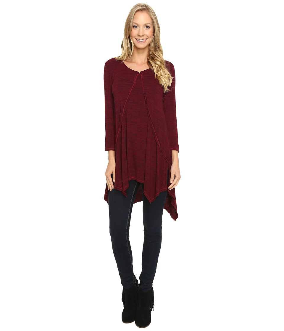 Mod-o-doc - Space Dye Rayon Spandex Jersey Raw Edge Hanky Hem Tunic (Chianti) Women