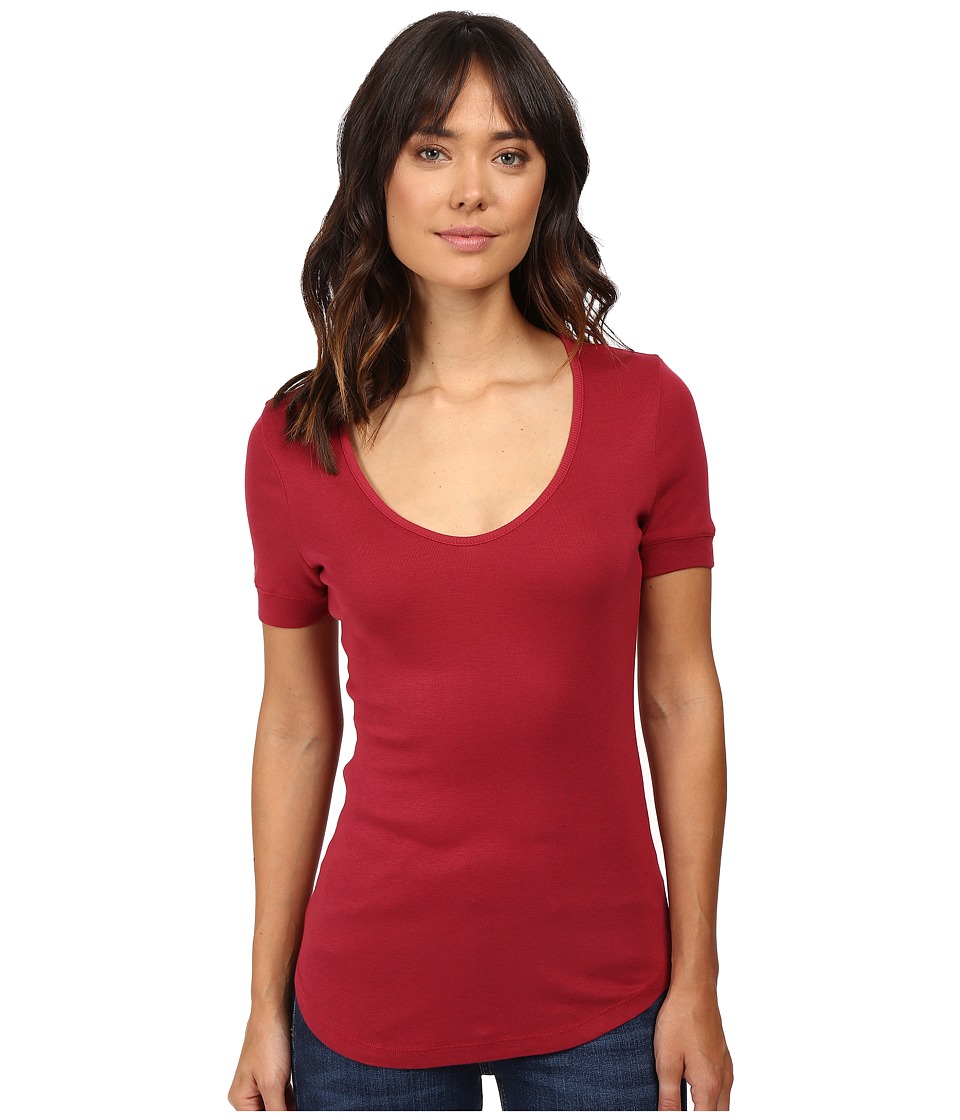 Splendid - 1X1 Scoop Neck Tee (Cranberry) Women