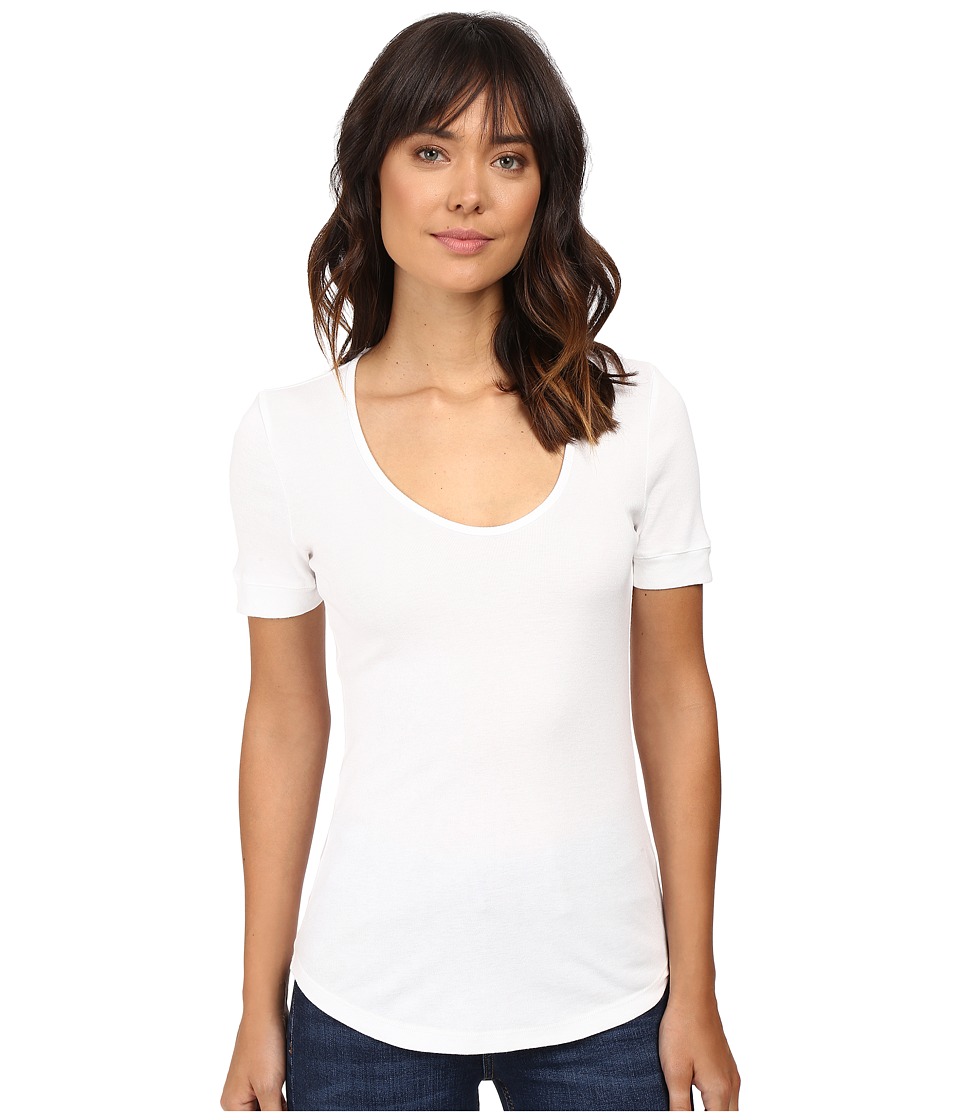 Splendid - 1X1 Scoop Neck Tee (White) Women
