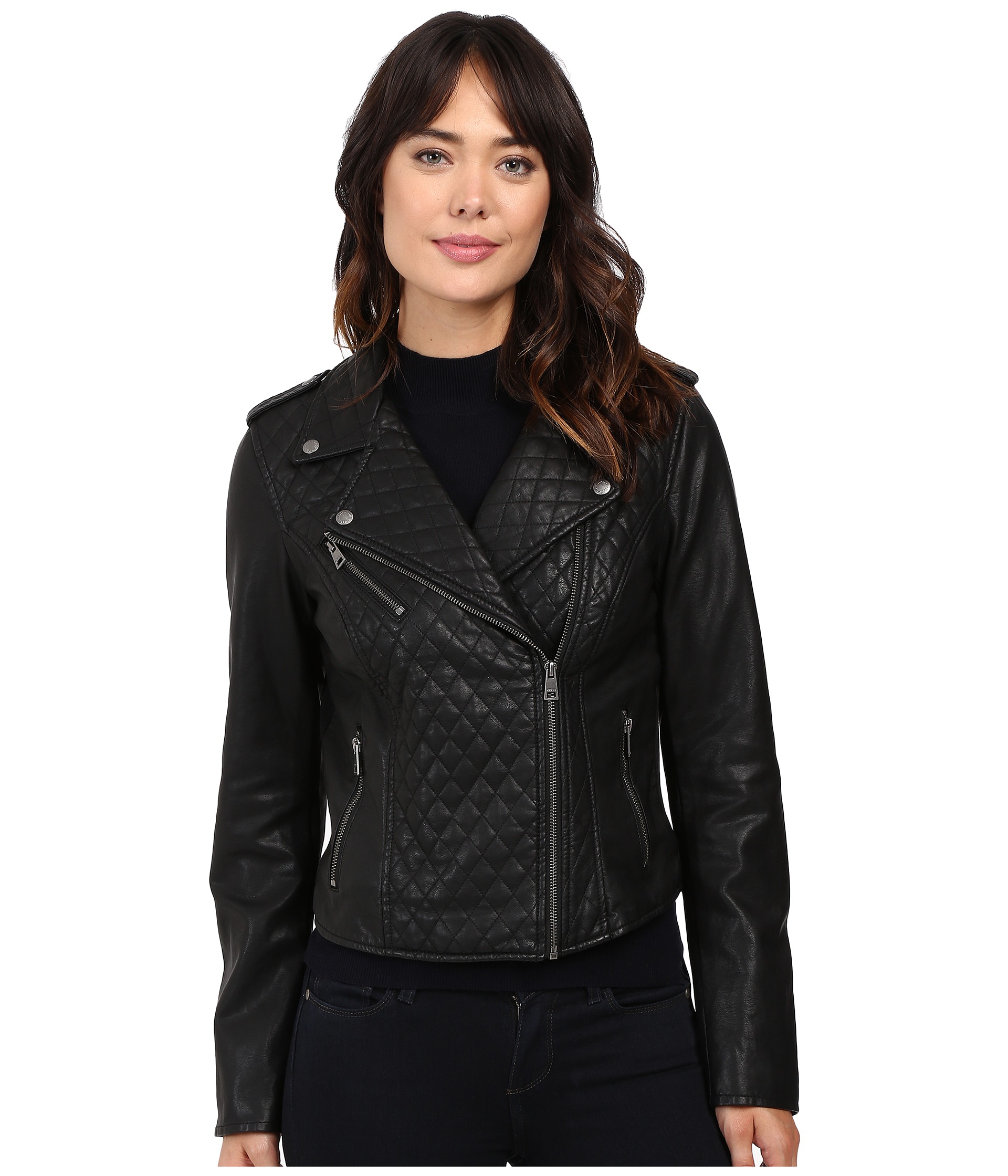 Leather Jacket Shipped Free At Zappos Luxury Levi S Faux Leather Quilted Asymmetrical Motorcycle Jacket