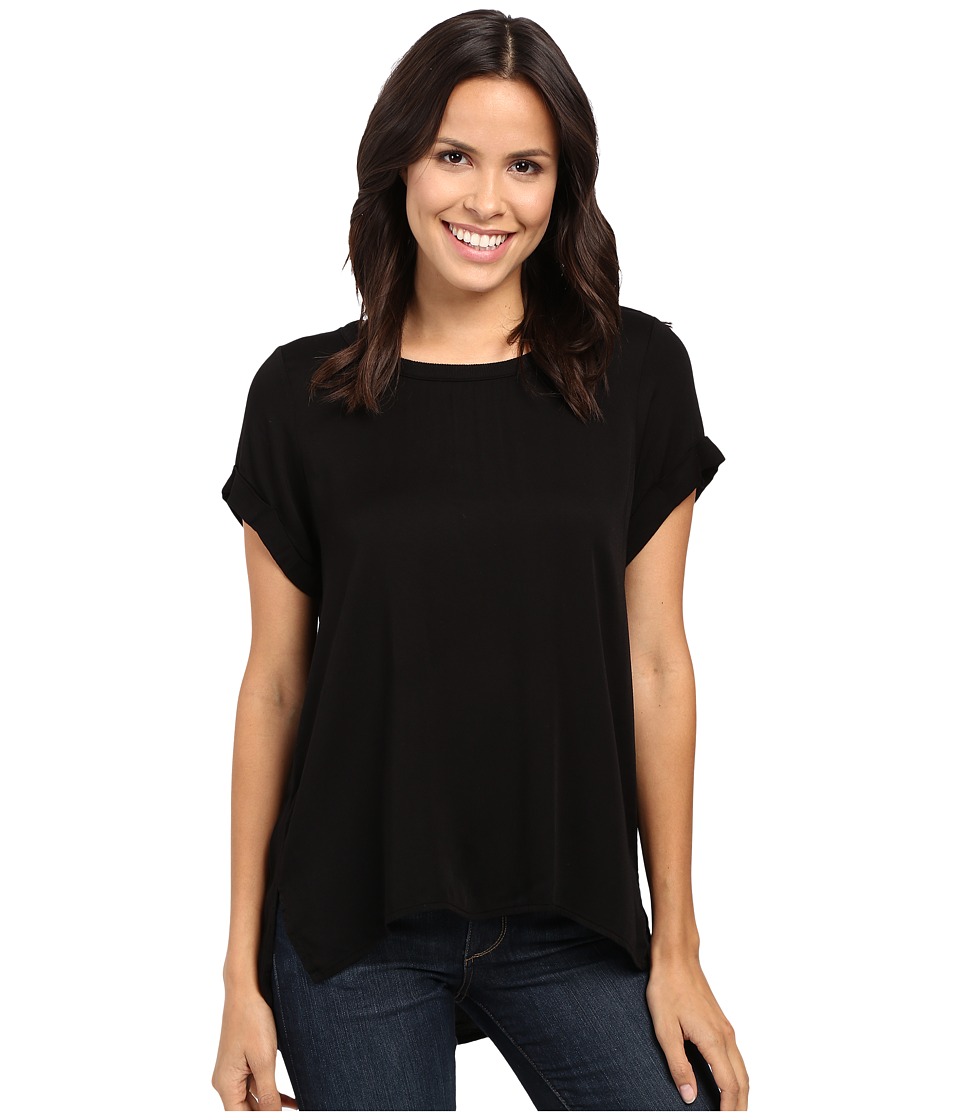 Michael Stars - Romy Rayon Roll Sleeve Crew Neck Tee (Black) Women