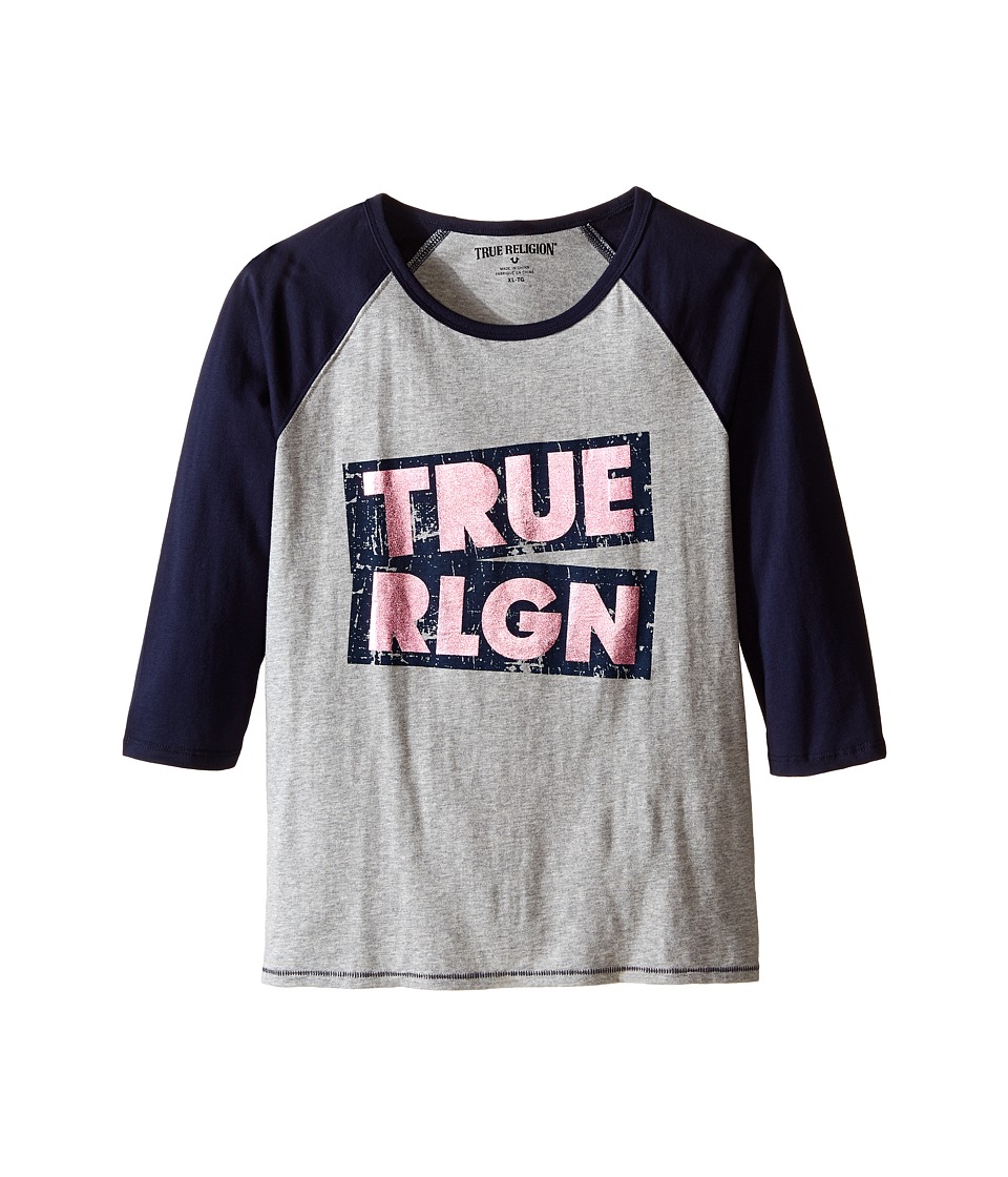 True Religion Kids - Long Sleeve Raglan Tee Shirt (Little Kids/Big Kids) (Heather Gray) Girl