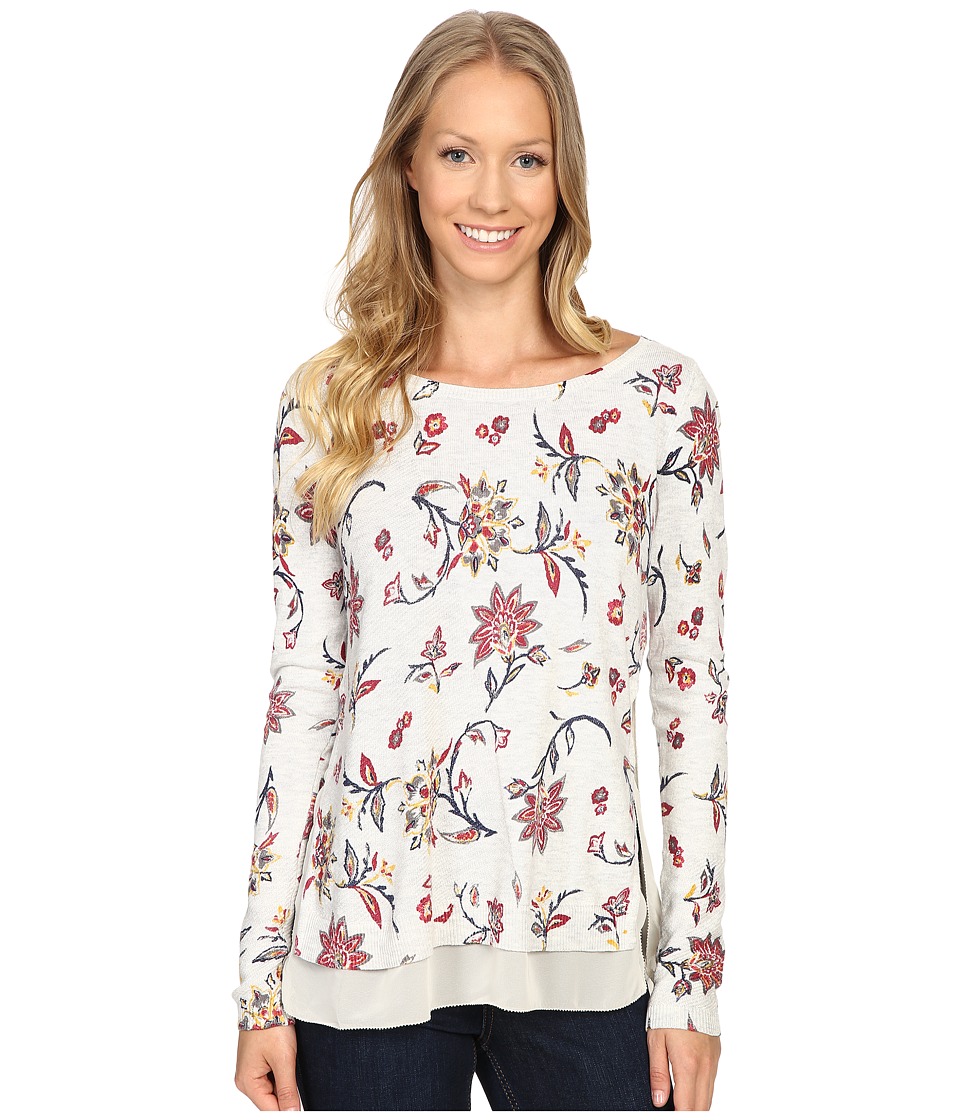 Lucky Brand - Floral Printed Pullover Sweater (Grey Multi) Women