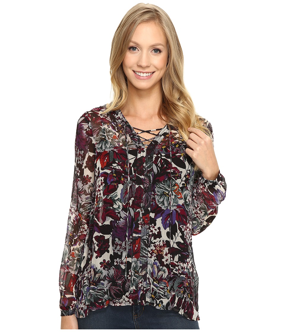 Lucky Brand - Floral Peasant Top (Black Multi) Women