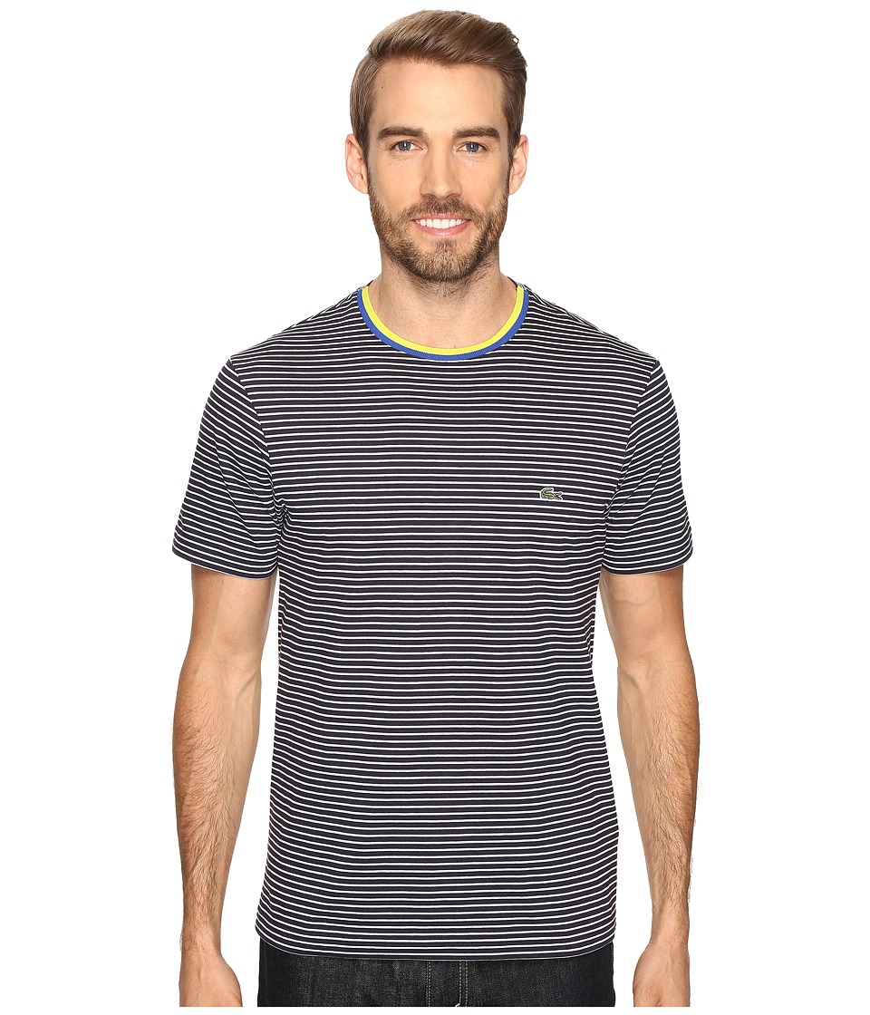 Lacoste Short Sleeve Resort Stripe Tee (Cosmos/Flour) Men