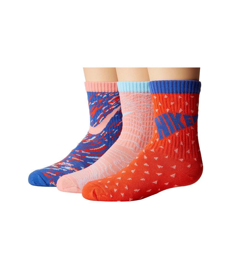 Nike Kids 3-Pack Graphic Lightweight Cotton Crew (Little Kid/Big Kid) (Multicolor 2) Girls Shoes