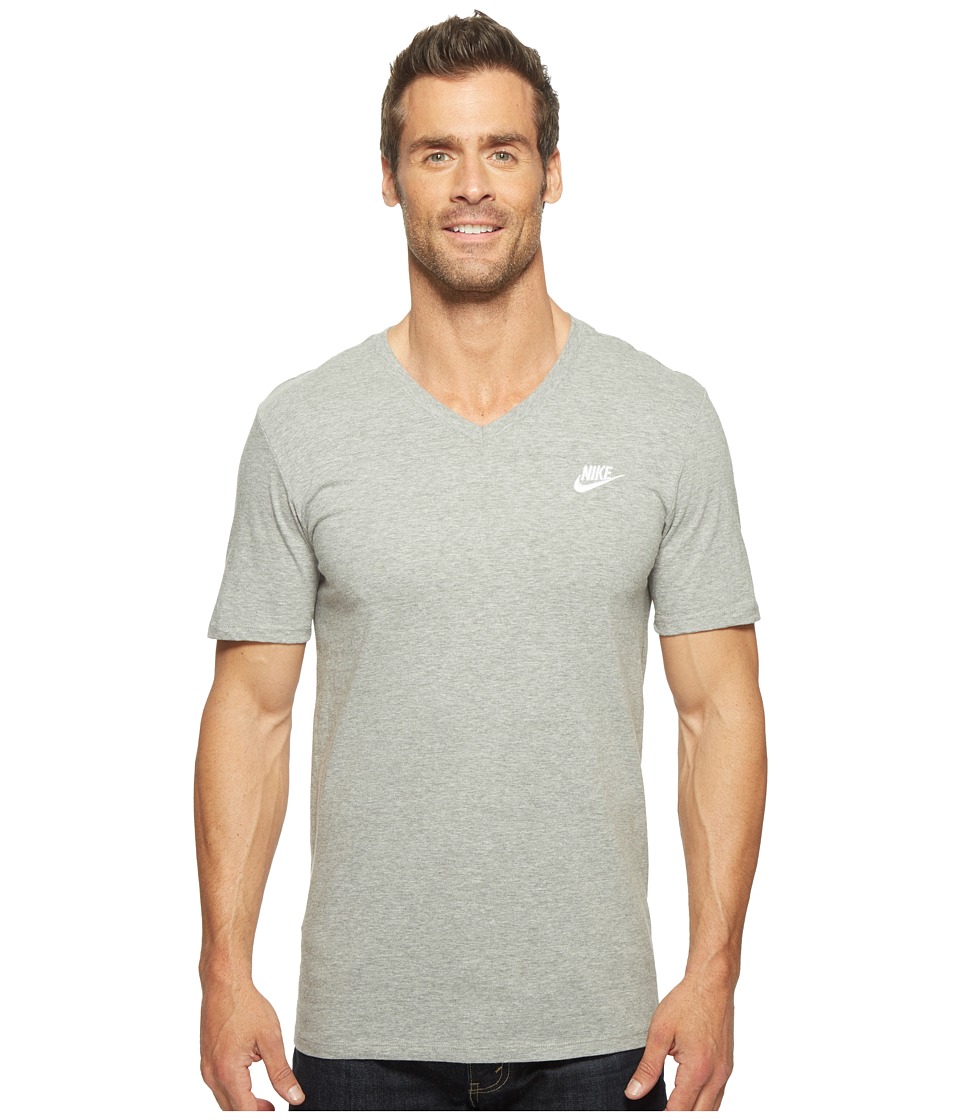 Nike Sportswear Futura V-Neck Tee (Dark Grey Heather/Dark Grey Heather/White) Men