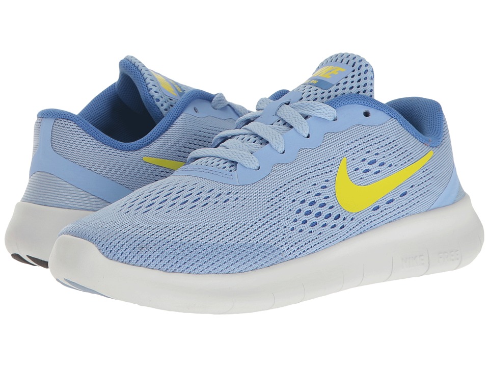 Nike Kids Free RN (Little Kid) (Aluminum/Electrolime/Medium Blue) Girls Shoes