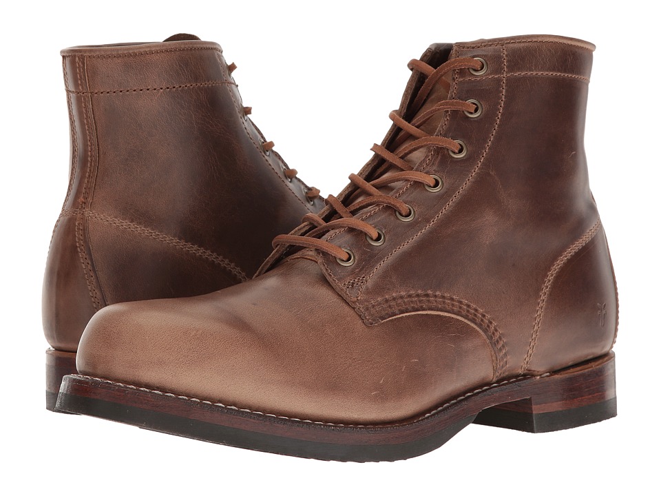 Frye John Addison Lace-Up (Tan Smooth Pull-Up Leather) Men