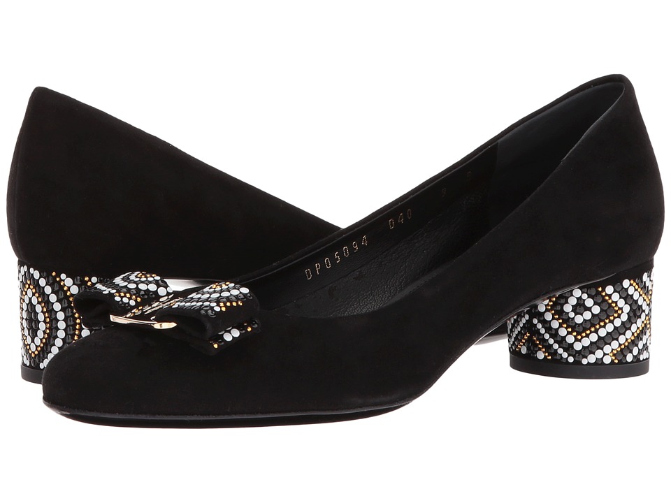 Salvatore Ferragamo Eva Mosaic (Nero Royal Suede) High Heels Salvatore Ferragamo Eva Mosaic (Nero Royal Suede) High Heels