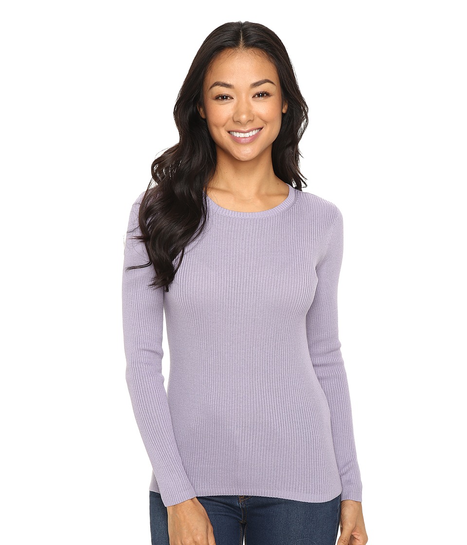 Pendleton - Petite Rib Jewel Neck Pullover (Lavender Grey) Women