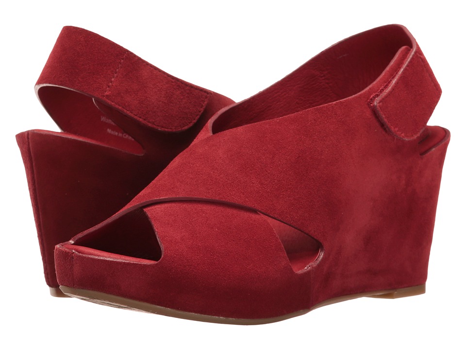 Johnston & Murphy Tori Cross Band Wedge (Red Suede) Women