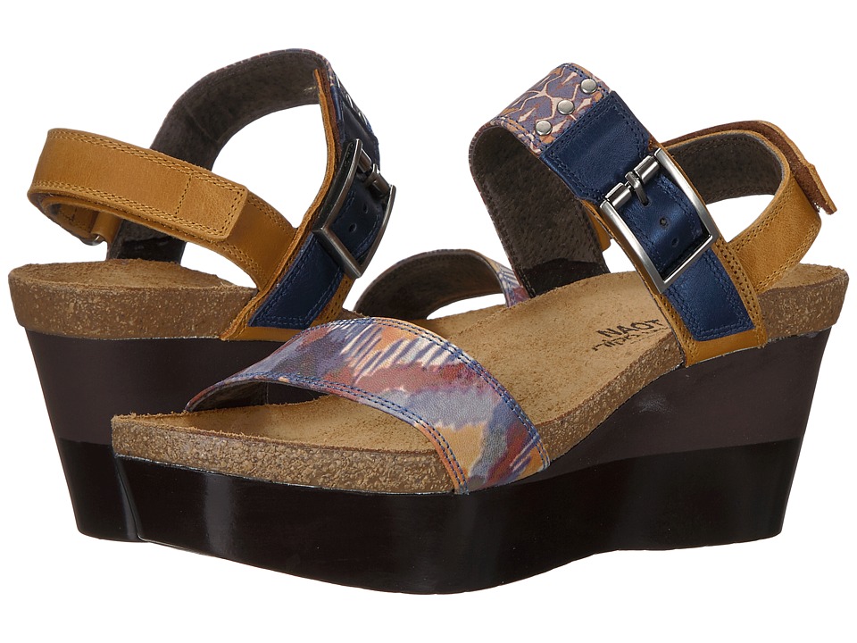 Naot Footwear Alpha Artisan (Oily Dune Nubuck/Yellow/Blue Congo/Polar Sea Leather) Women