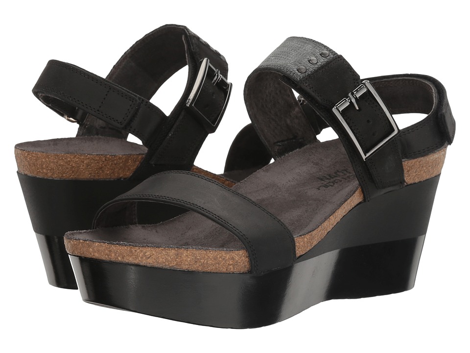 Naot Footwear Alpha (Oily Coal Nubuck/Reptile Gray Leather/Black Velvet Nubuck) Women