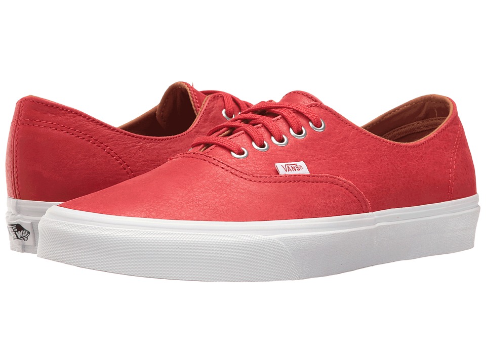 Vans Authentic Decon ((Premium Leather) Racing Red/True White) Skate Shoes
