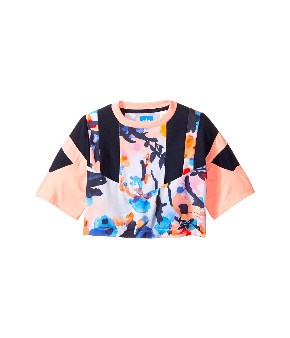 adidas Originals Kids EQT Cropped Tee (Toddler/Little Kids/Big Kids) (Multicolor/Haze Coral/Legend Ink) Girl