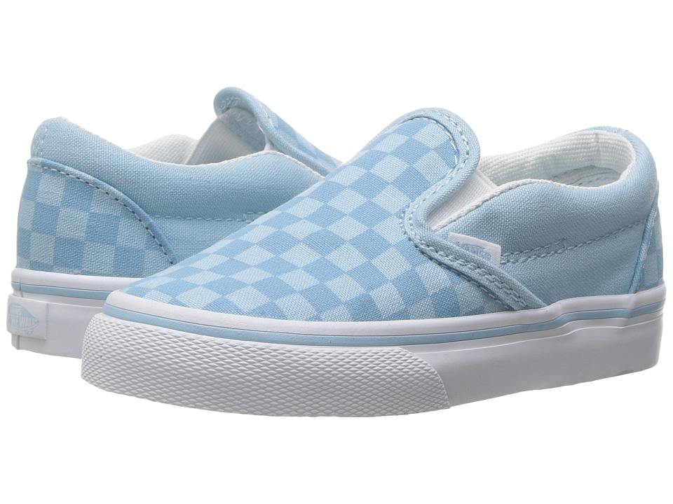 Vans Kids Classic Slip-On (Toddler) ((Tonal Check) Crystal Blue) Girls Shoes