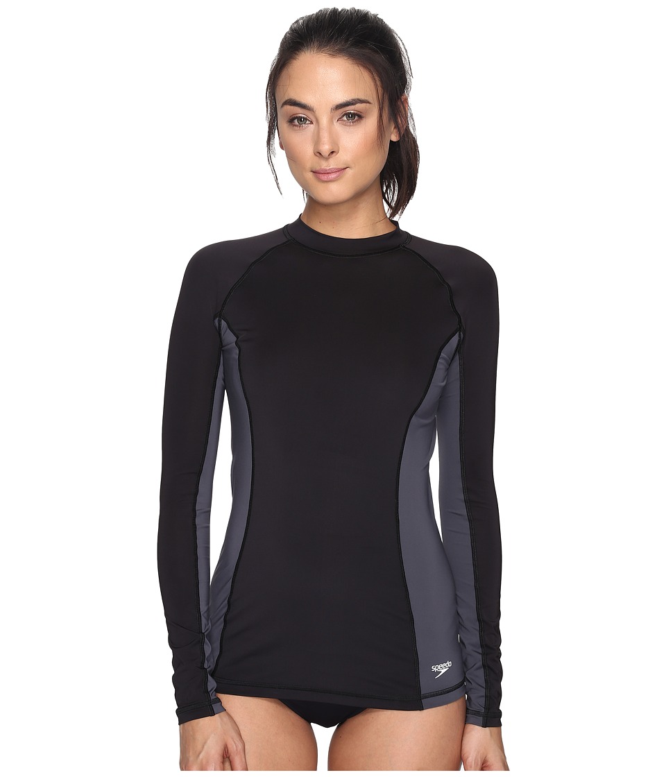 Speedo Solid Long Sleeve Rashguard (Speedo Black) Women