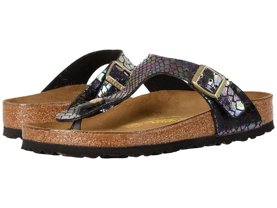Birkenstock Gizeh (Shiny Snake Black Multi Birko-Flor) Women
