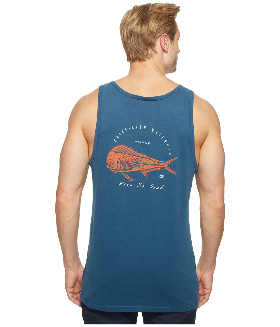 Quiksilver Waterman Live to Fish Short Sleeve Tank Top (Major Blue) Men