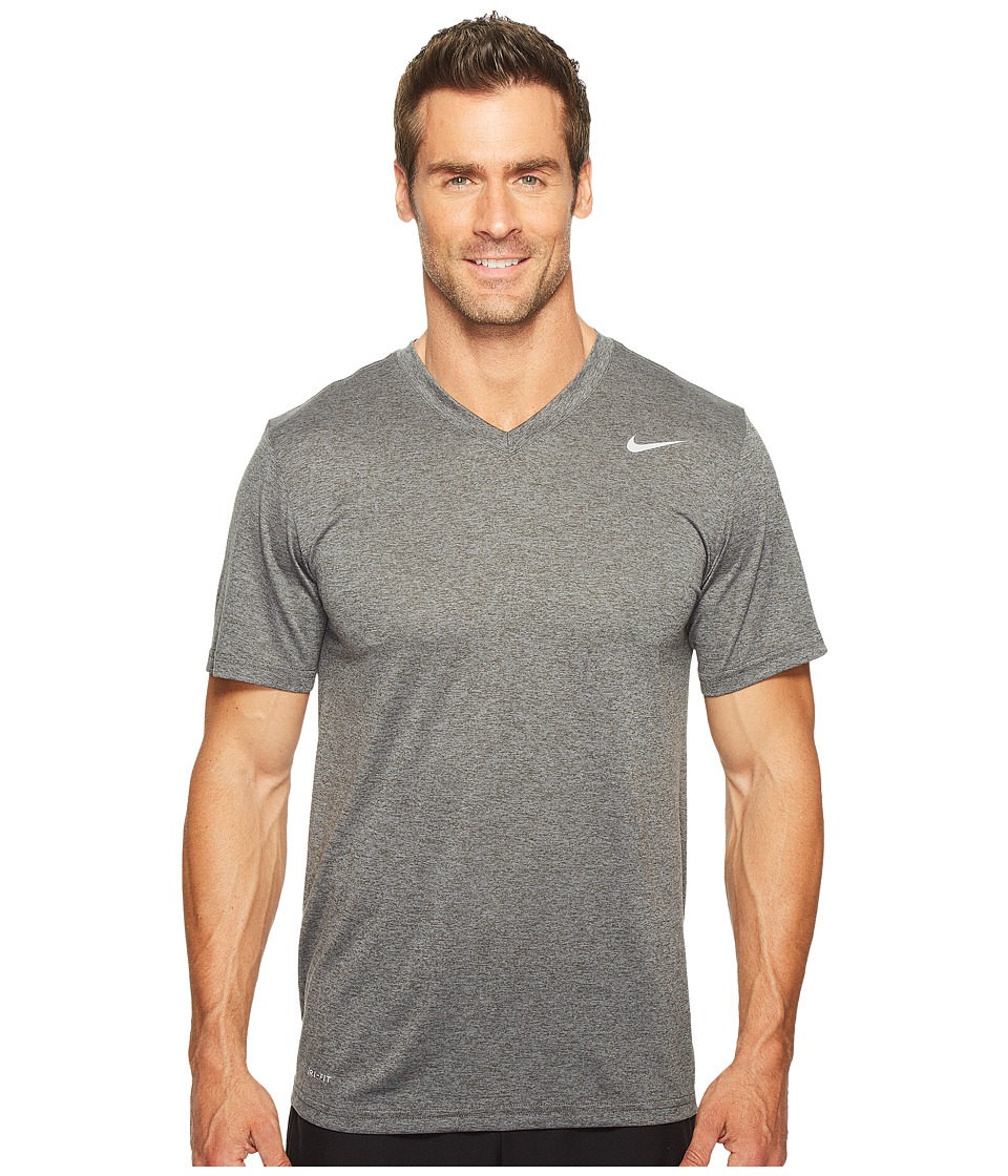 Nike Legend 2.0 Short Sleeve V-Neck Tee (Charcoal Heather/Matte Silver) Men