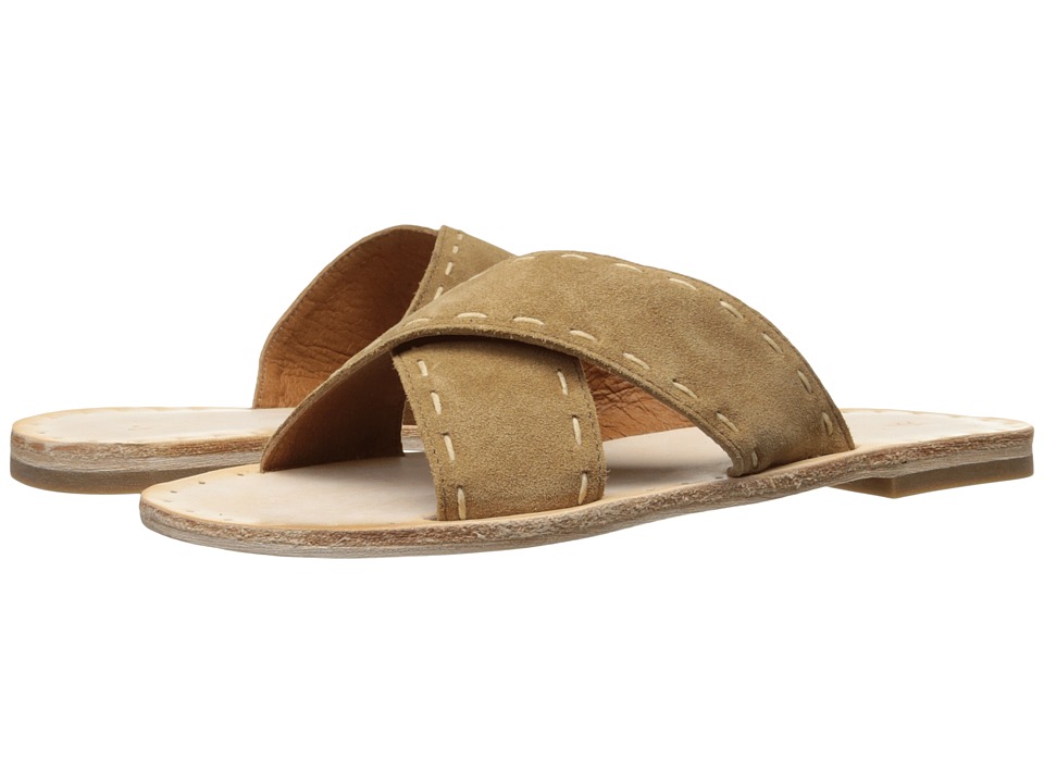 Frye Avery Pickstitch Slide (Tan Soft Oiled Suede) Women