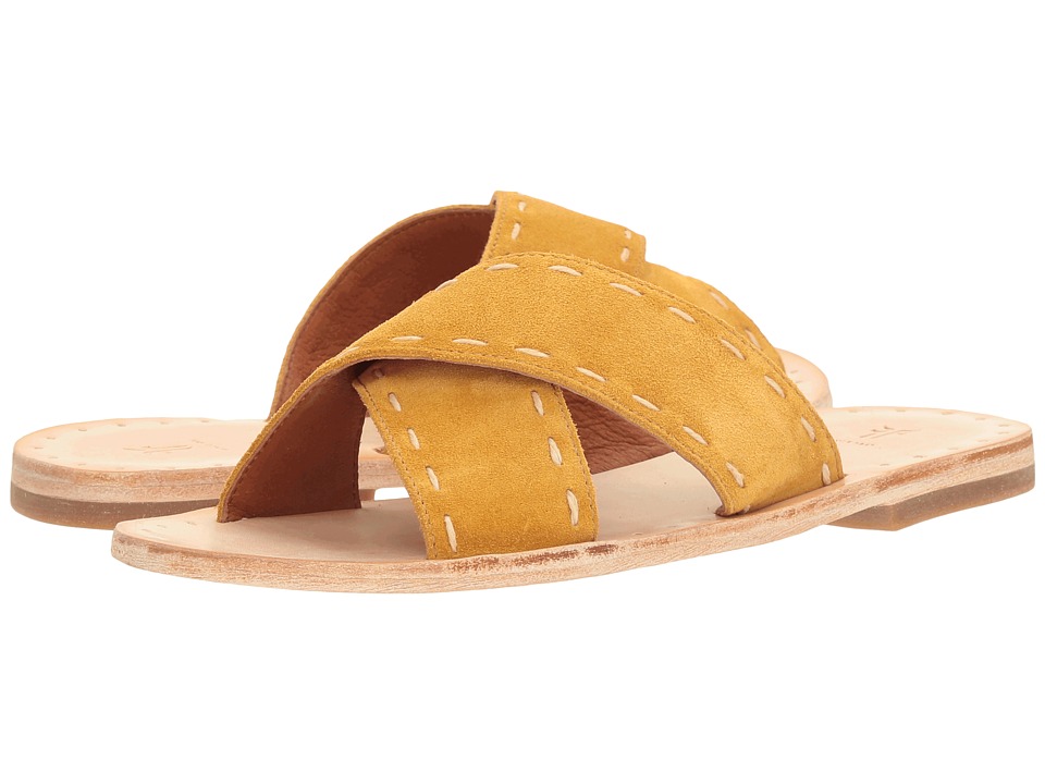 Frye Avery Pickstitch Slide (Yellow Soft Oiled Suede) Women