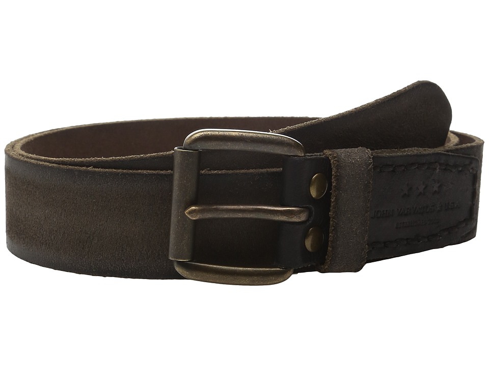 John Varvatos - 40mm Waxed Suede Belt with Harness Buckle (Black) Men