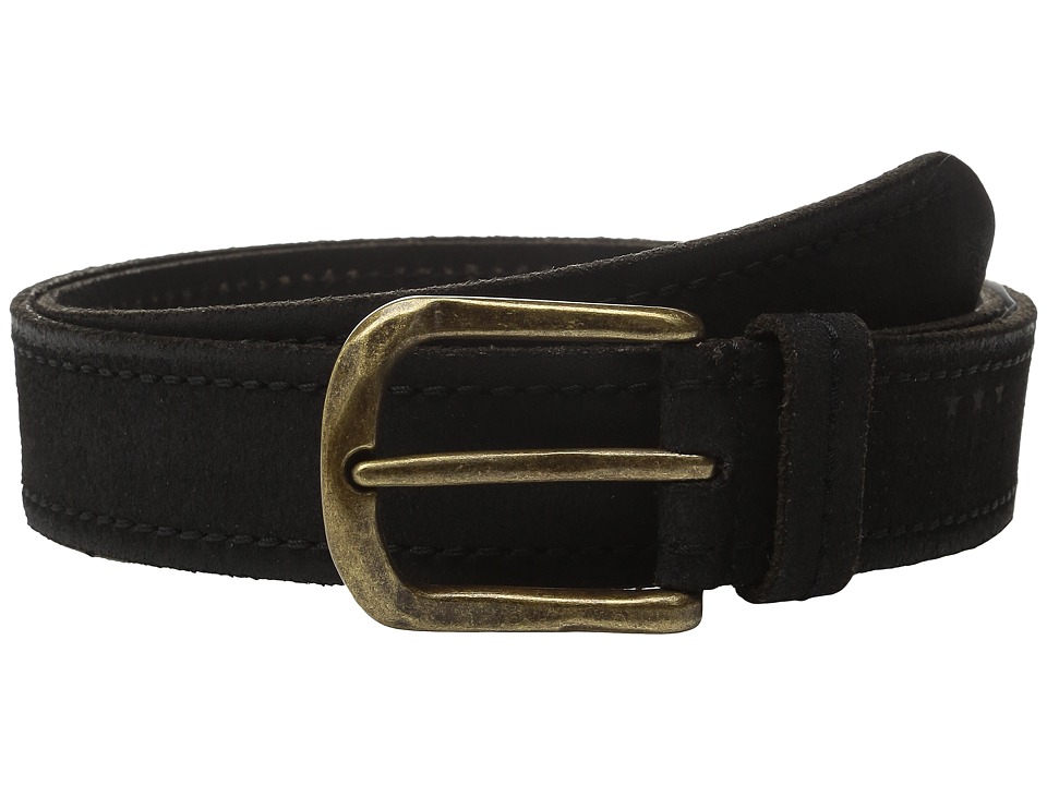 John Varvatos - 40mm Textured Suede Belt with Stitch (Black) Men