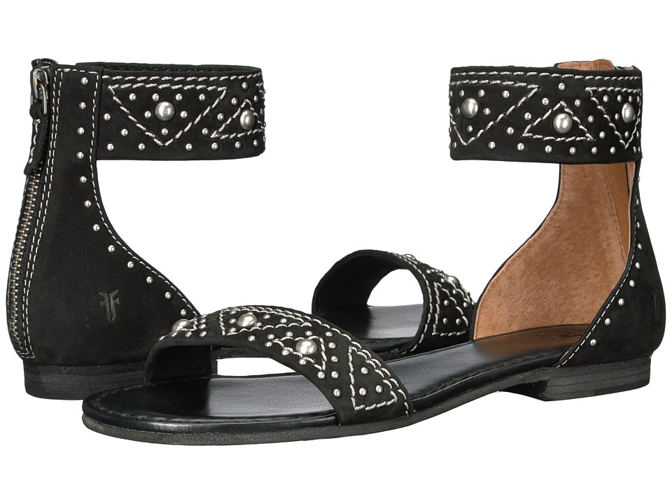 Frye Carson Deco Zip (Black Oiled Nubuck) Women