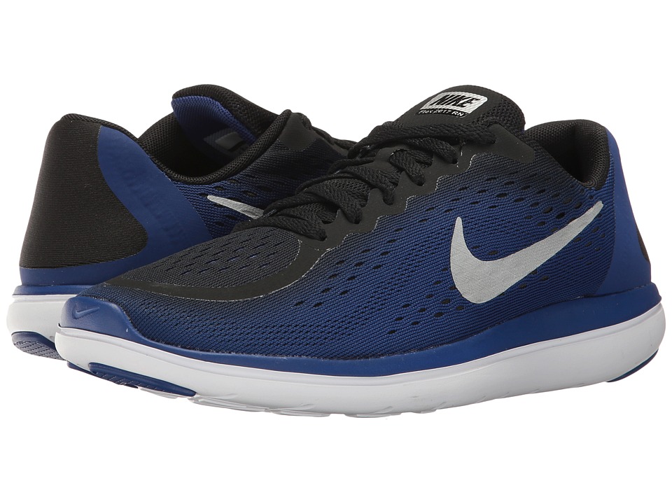 Nike Kids Flex RN 2017 (Big Kid) (Black/Metallic Silver/Deep Royal Blue) Boys Shoes