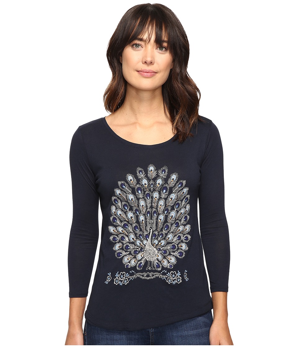 Lucky Brand Peacock Embellished Tee (American Navy) Women