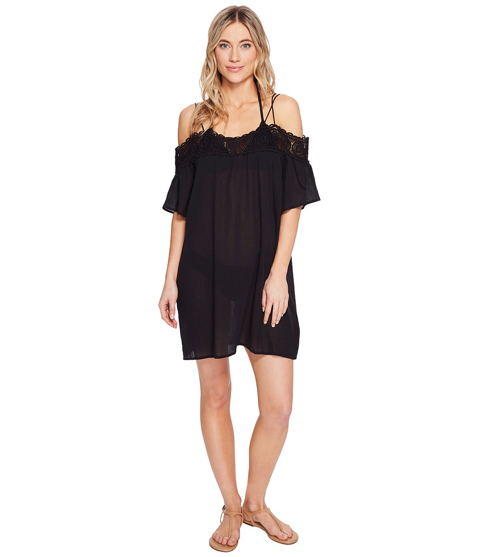 La Blanca Island Goddess Off The Shoulder Dress Cover-Up (Black) Women