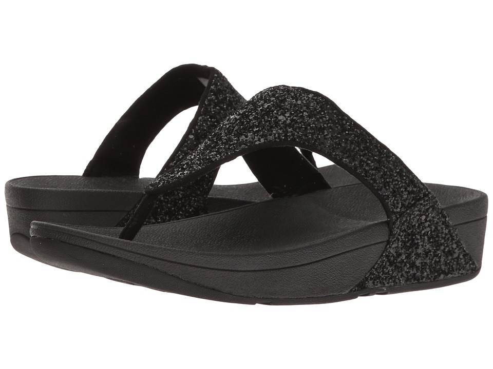 FitFlop Glitterball Toe Post (Black) Women