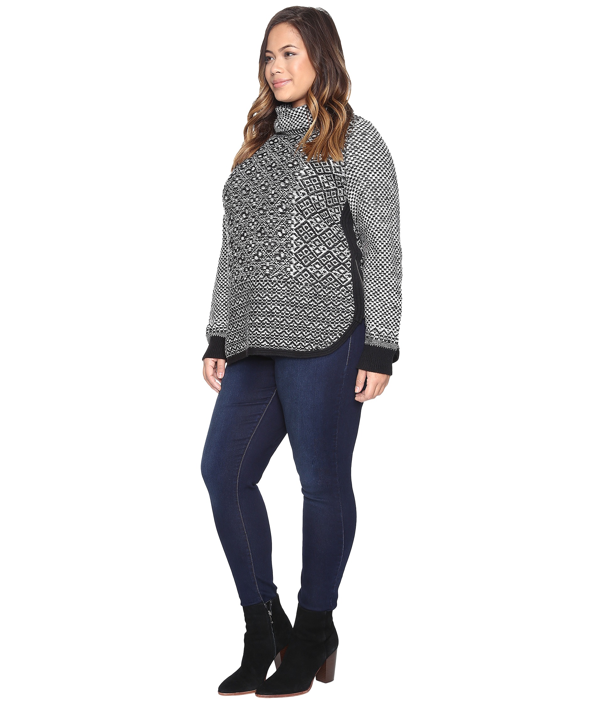 Men's John Blair Drop Needle Marled Turtleneck Sweater, B... Charlotte Russe Plus Size Turtleneck Lace-Up Back Top. Brushed hacci knit sculpts this super stylish and chic top! A casual turtleneck tops this relaxed silhouette as a plunging V-shaped cut-out sits below, featuring cool lace-up details.