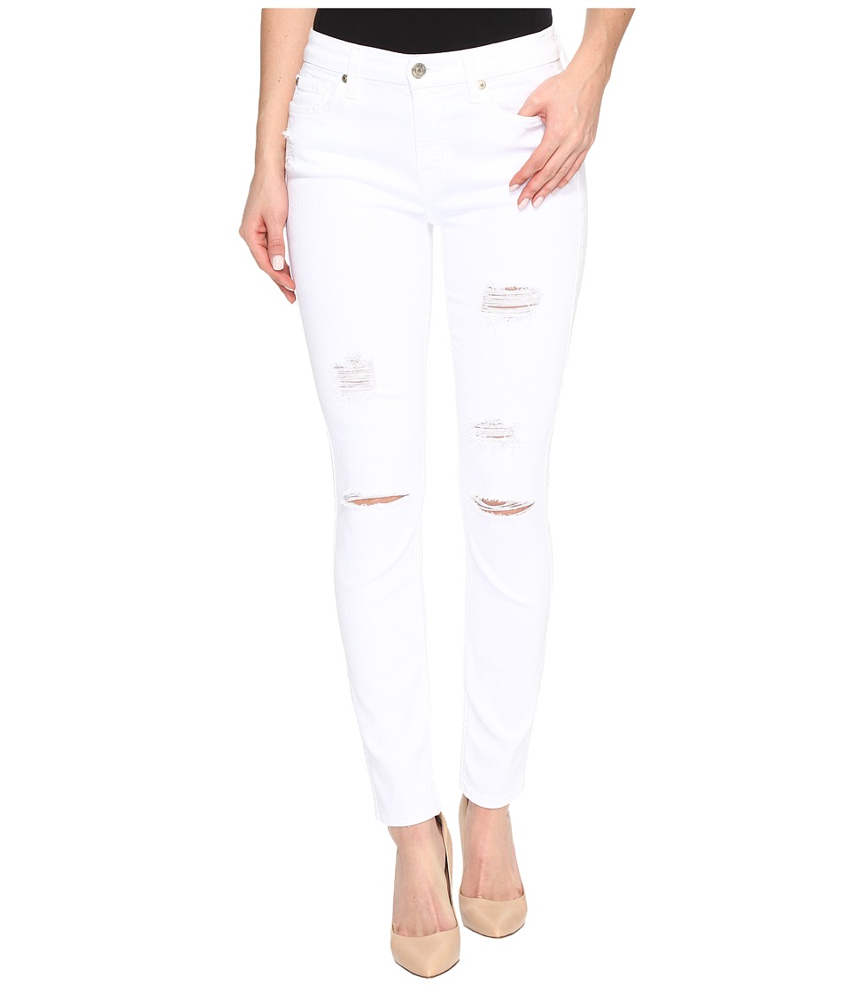7 For All Mankind Ankle Skinny w/ Destroy in White Fashion (White Fashion) Women